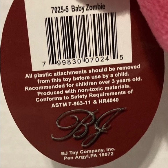 Baby Zombie 2015 pink plush monster NOS BJ Toy Co. - Picture 4 of 6